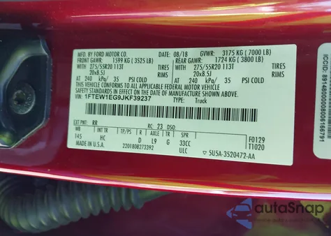 2018 Ford F-150 Lariat from USA, damaged, VIN 1FTEW1EG9JKF39237